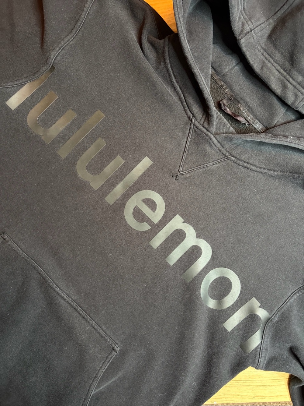 Lululemon All Yours Hoodie Black Wordmark Graphic Sweatshirt Woman’s Size 8